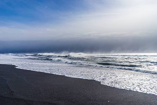 istock Black beach of Iceland – Atlantic Ocean shore 519463282