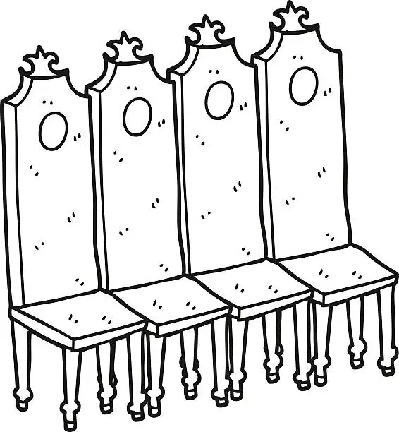 Vector illustration of black and white cartoon fancy chairs