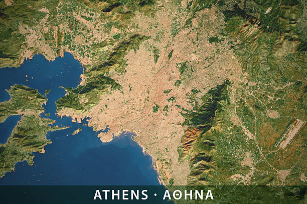istock Athens City Topographic Map Natural Color 519463934