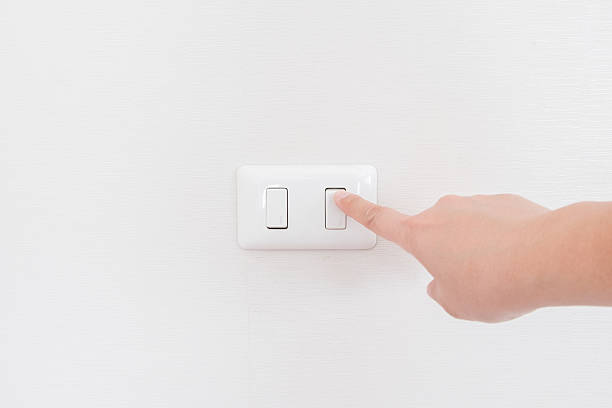 istock finger on light switch to turn off the lights 519464774