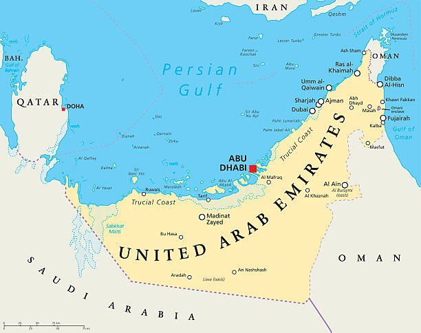 uae united arab emirates political map - 阿治曼酋長國 幅插畫檔、美工圖案、卡通及圖標