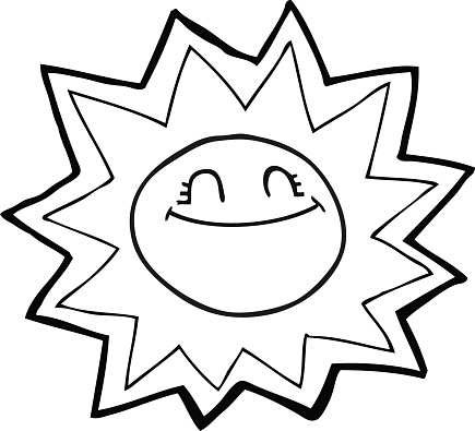 Happy Black And White Cartoon Sun Stock Illustration - Download Image Now -  Bizarre, Black And White, Book - iStock