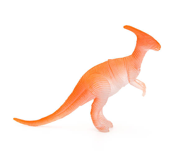 istock side view orange Parasaurolophus toy on a white background 519465662