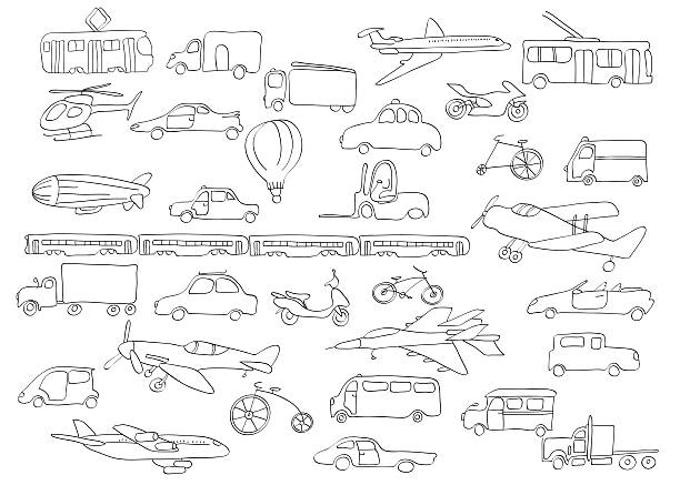 illustrations, cliparts, dessins animés et icônes de contour ensemble de transport - terrain de mobile homes