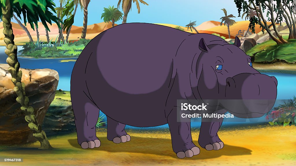 African Hippo Digital painting of the big Hippopotamus in Africa Africa stock illustration