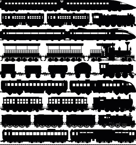트레인 (객차 손쉽게 분리 또는 복제되었습니다 - train steam train vector silhouette stock illustrations