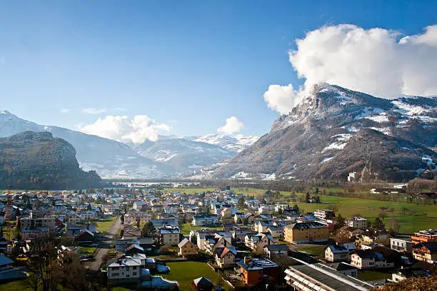 Valley in Liechtenstein, surrounded by the Alps