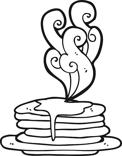 black and white cartoon stack of pancakes freehand drawn black and white cartoon stack of pancakes black and white pancakes stock illustrations