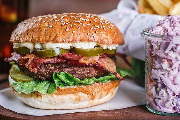 istock Closeup of home made burger 519469264
