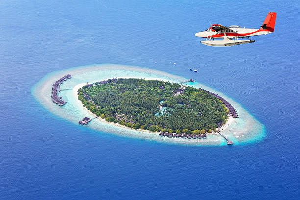 istock Sea plane flying above Maldives islands 519469930