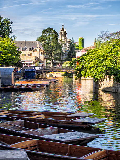 istock Punts lined up on river in  Cambridge England 519469973