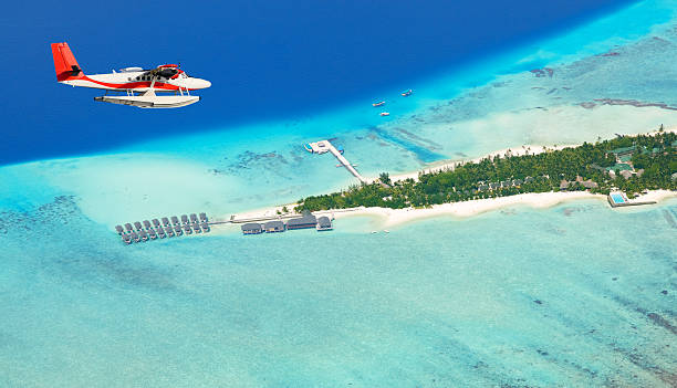 istock Sea plane flying above Maldives islands 519470034