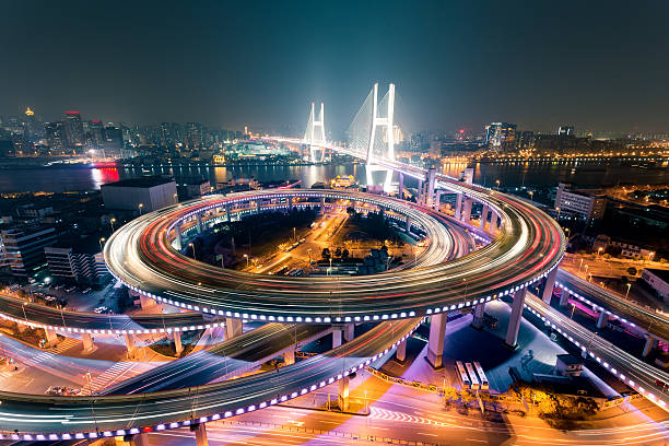 istock Shanghai nanpu bridge traffic at night 519471240
