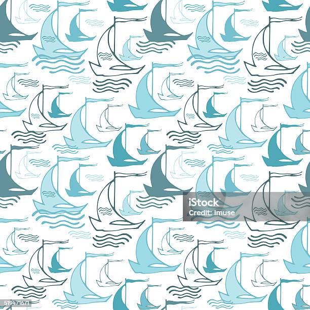 Seamless Nautical Pattern With Ships Stock Illustration - Download Image Now - Abstract, Arts Culture and Entertainment, Backgrounds