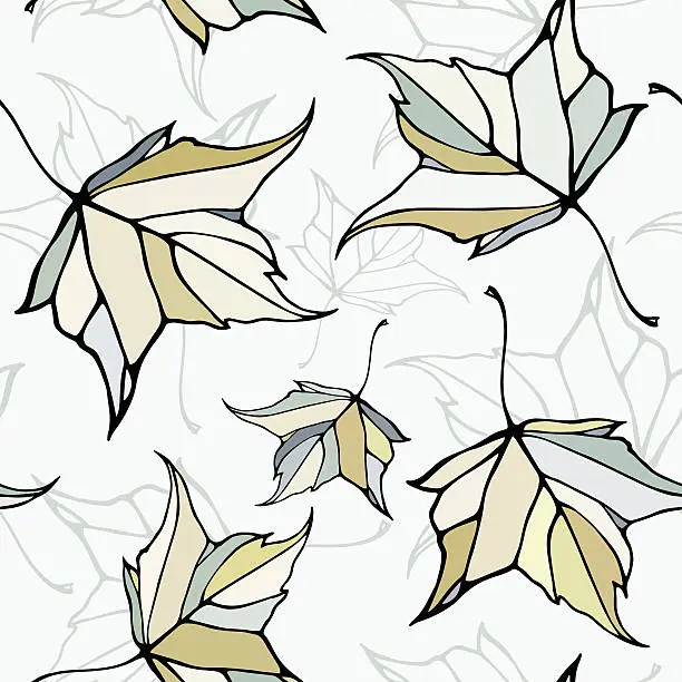 Vector illustration of Seamless pattern with stylized decorative leaves