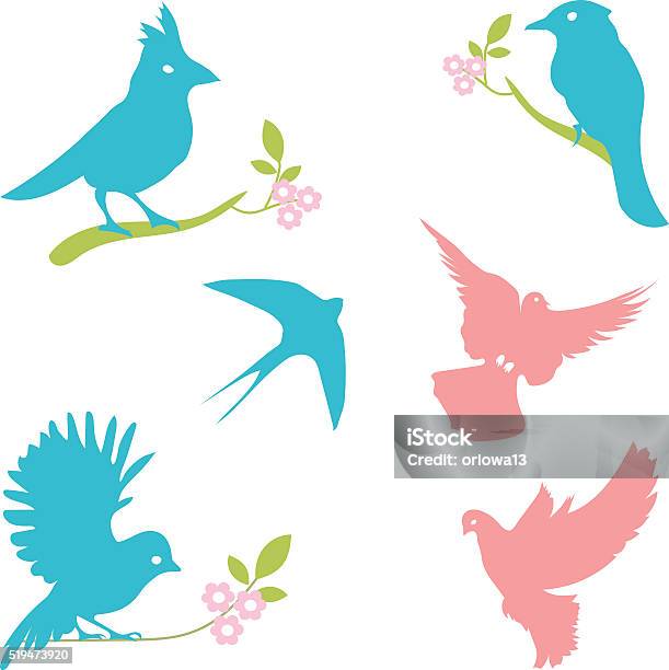 Vector Collection De Silhouettes Doiseaux Silhouettes De Couleur Vecteurs libres de droits et plus d'images vectorielles de Alouette