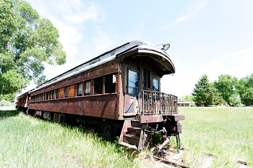 An abandoned train carriage, Virginia City, Montana, USA. 