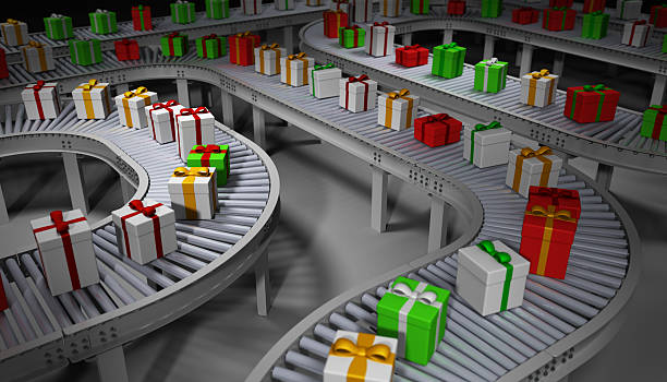 istock Christmas Presents on Conveyor Belts 519474631