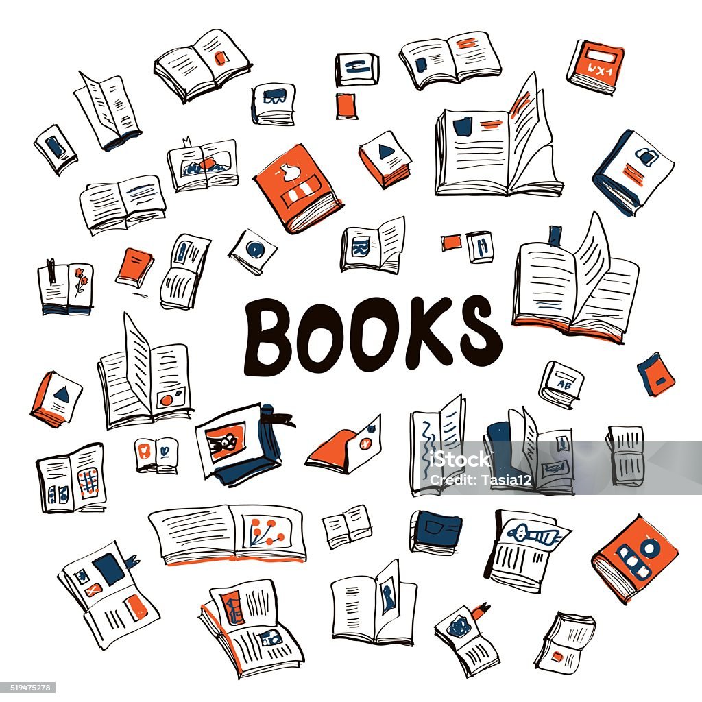 Many books sketchy background - illustration Many books sketchy background - vector illustration Book stock vector