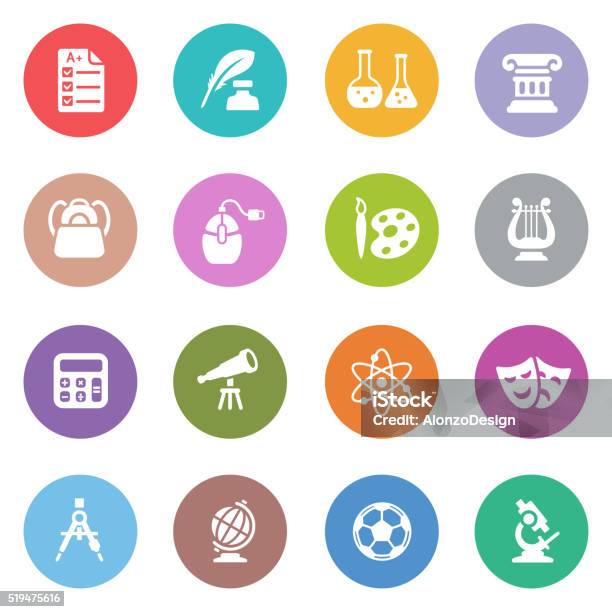 School Icon Set Stock Illustration - Download Image Now - Drawing Compass, Web Page, Architectural Column