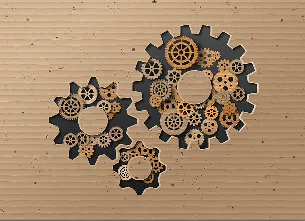 gearwheel mechanism background. Vector illustration Vector illustration gearwheel . card board style. dag stock illustrations