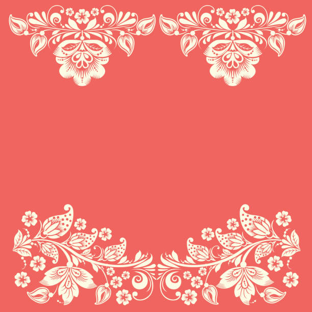 De fundo Vector floral com padrão tradicional russo emblema de flores. - ilustração de arte vetorial