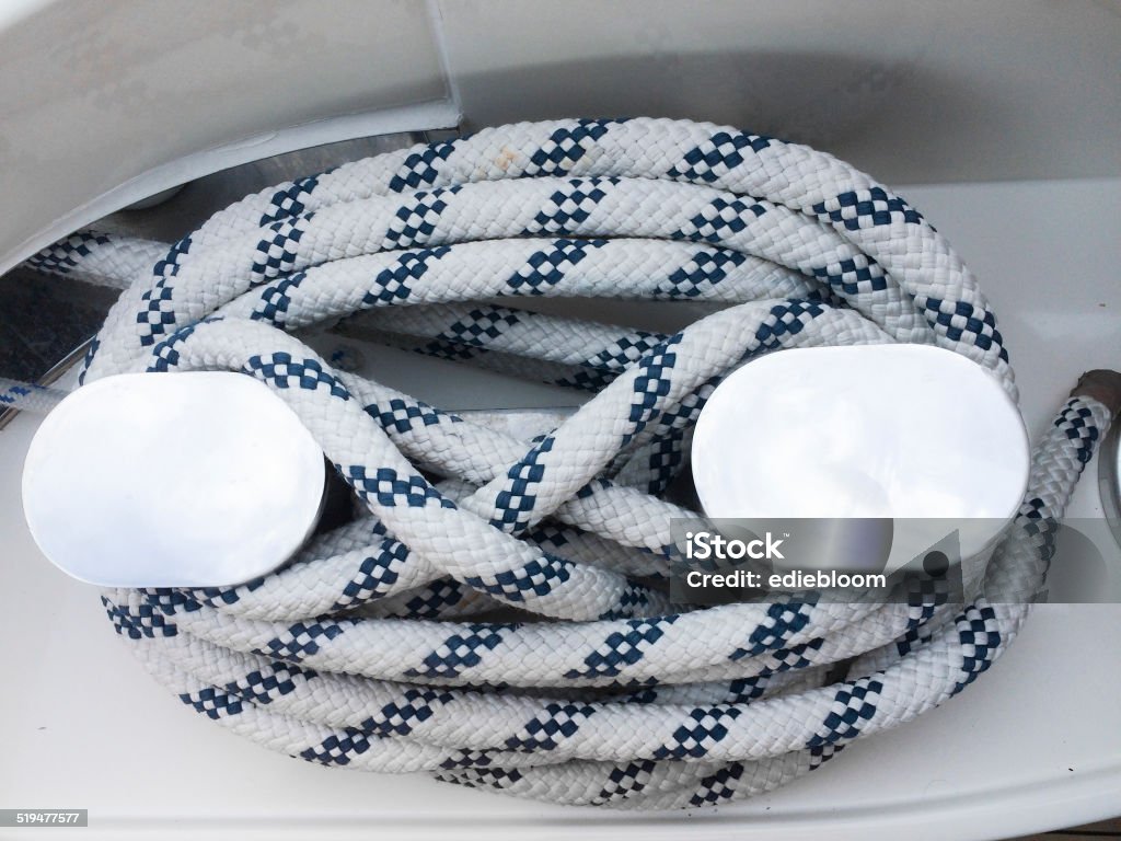 Marine Knot, Cleat Hitch Blue Stock Photo