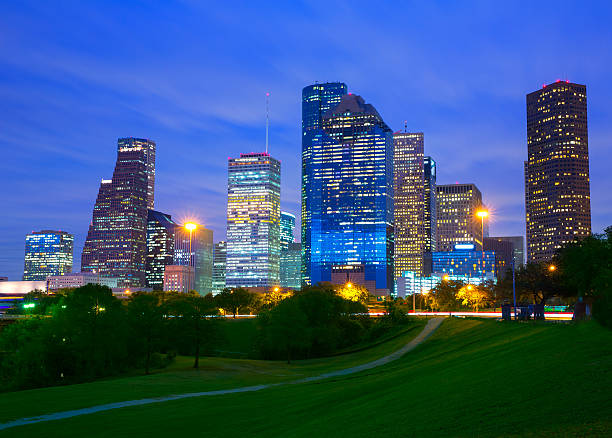 istock Houston Texas modern skyline at sunset twilight from park 519485879
