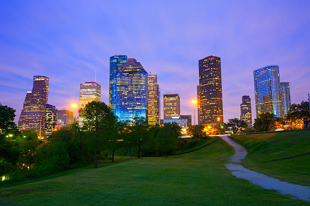 istock Houston Texas modern skyline at sunset twilight from park 519485917