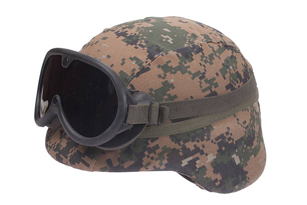 istock us marines kevlar helmet with camouflage cover and protective goggles 519486069
