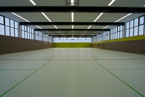 Sports hall in fron of the goal