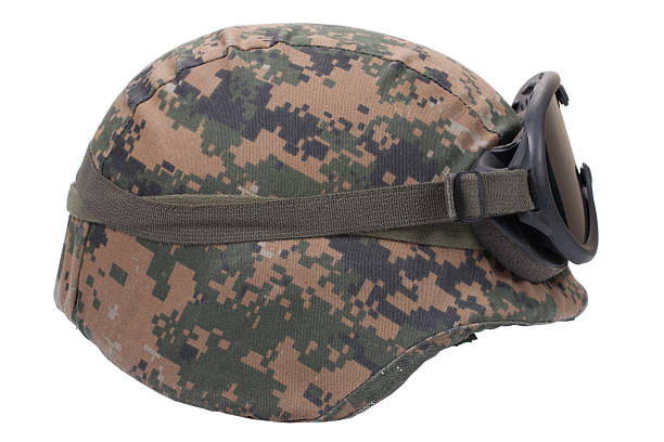 istock us marines kevlar helmet with camouflage cover and protective goggles 519486135