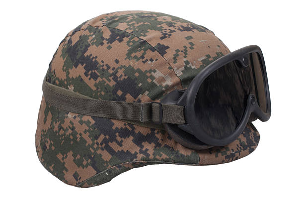 istock us marines kevlar helmet with camouflage cover and protective goggles 519486173
