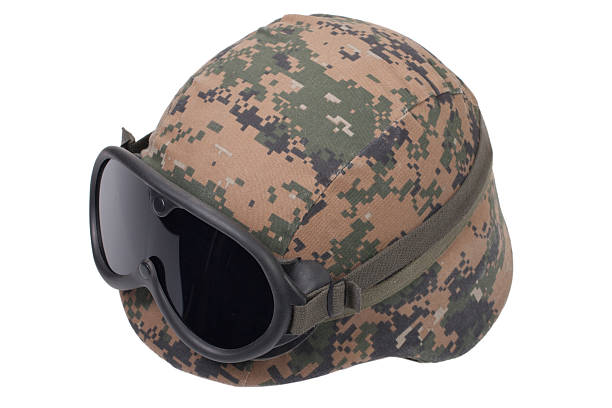 istock us marines kevlar helmet with camouflage cover and protective goggles 519486343