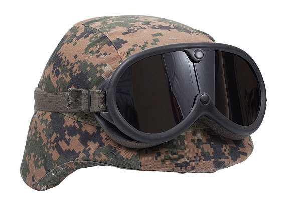 istock us marines kevlar helmet with camouflage cover and protective goggles 519486353