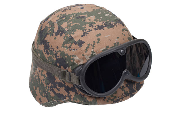 istock us marines kevlar helmet with camouflage cover and protective goggles 519486385