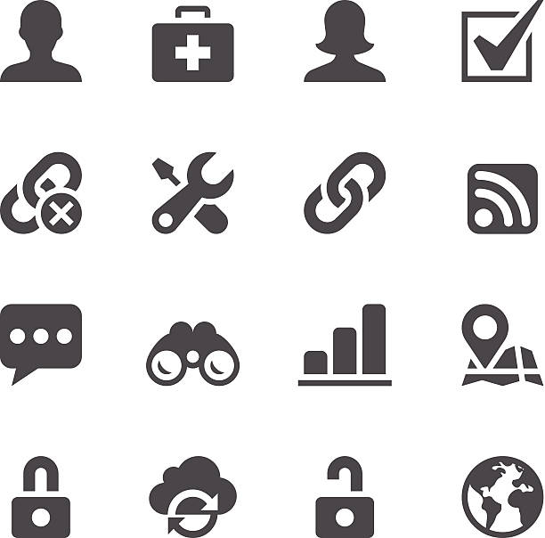 Internet Icons Set of 16 Internet simple vector icons. Easy resize. All objects is layered. earth first aid stock illustrations