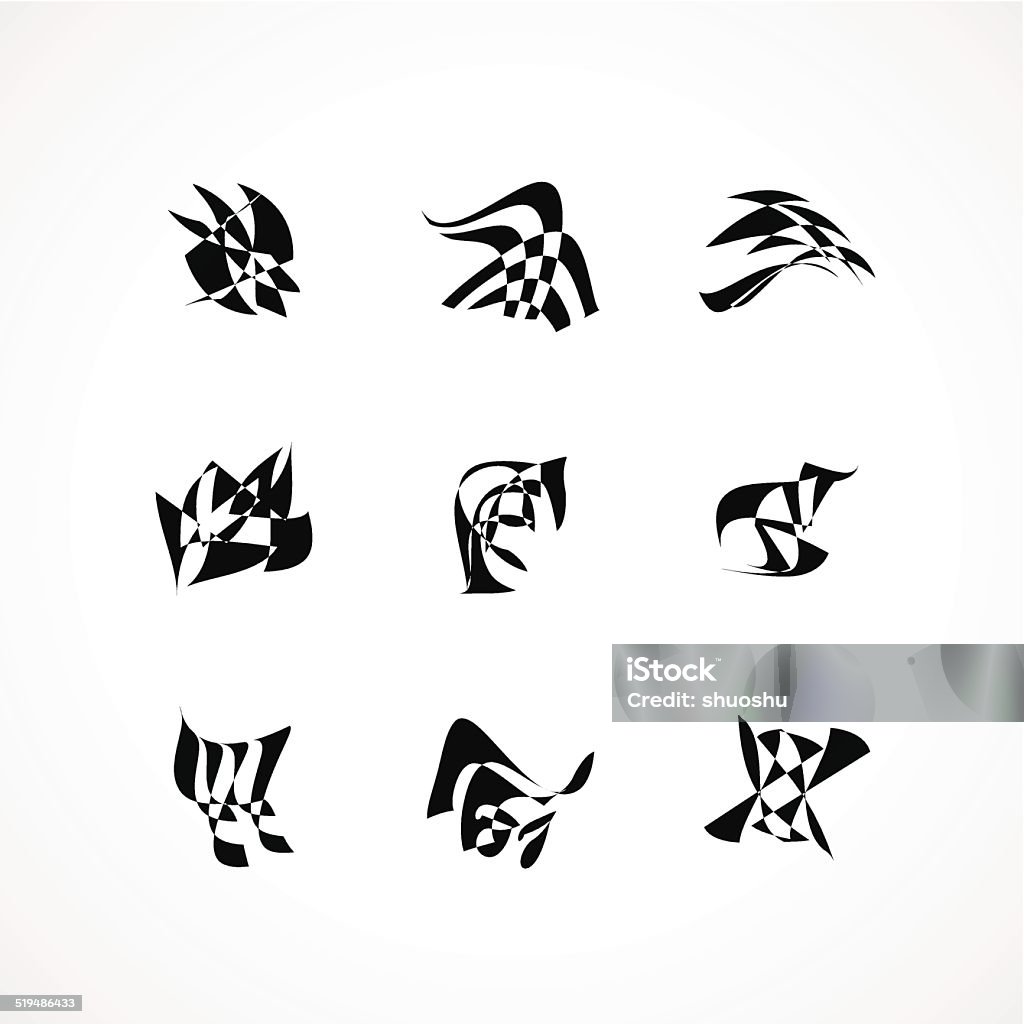 set of abstract black and white pattern icon for design set of abstract black and white pattern icon for design.(ai eps10 with transparency effect) Abstract stock vector