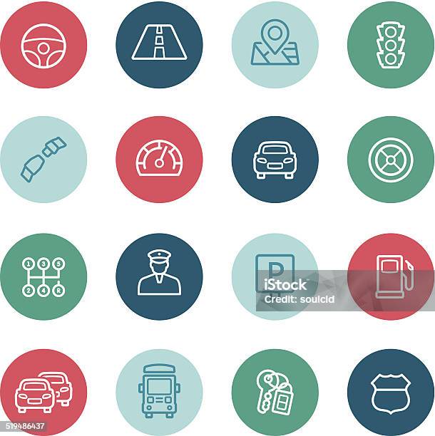 Traffic Icons Stock Illustration - Download Image Now - Driving, Line Icon, Black And White