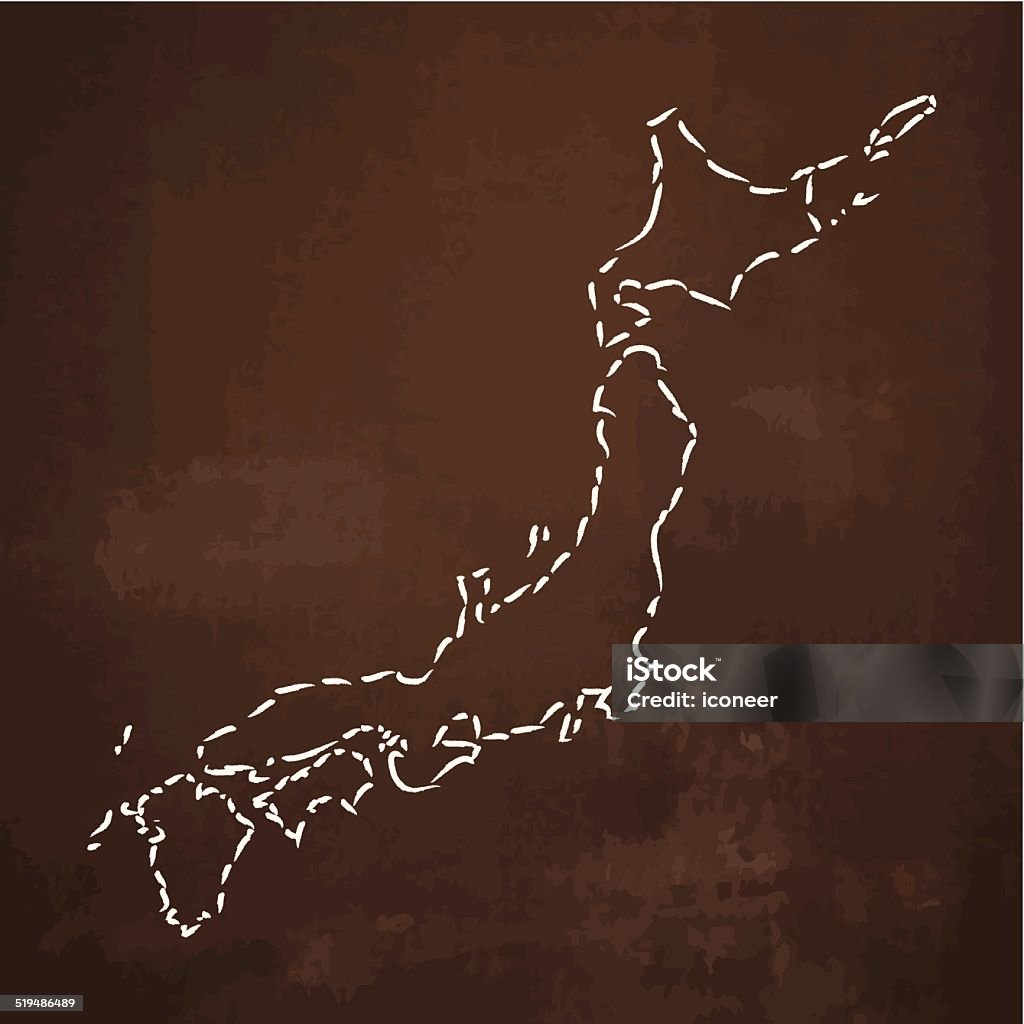 Mapa de Japón sketched sobre metal oxidado fondo - arte vectorial de Anticuado libre de derechos