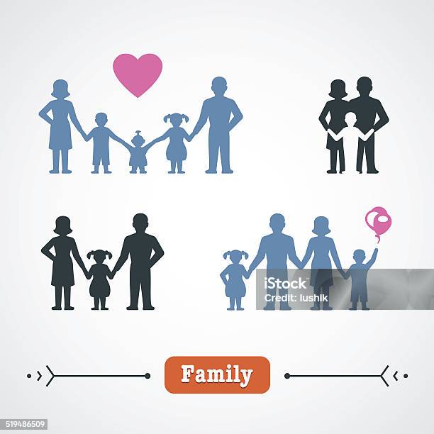 Ilustración de Familia Estilo De Vida y más Vectores Libres de Derechos de Silueta - Silueta, Familia, Adolescente