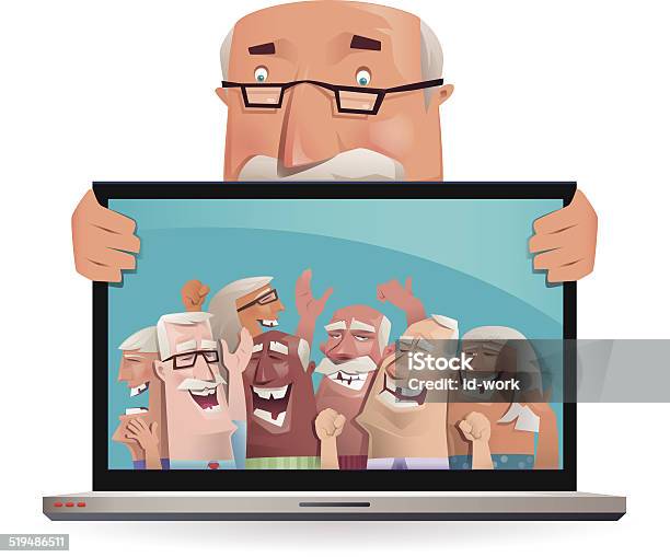 Senior Adult Gathering Via Internet Stock Illustration - Download Image Now - Senior Adult, Computer, Senior Men