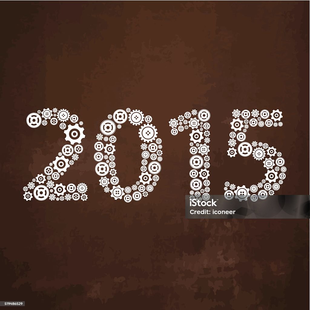 Año 2015 tecnología iconos de estilo steampunk - arte vectorial de 2015 libre de derechos