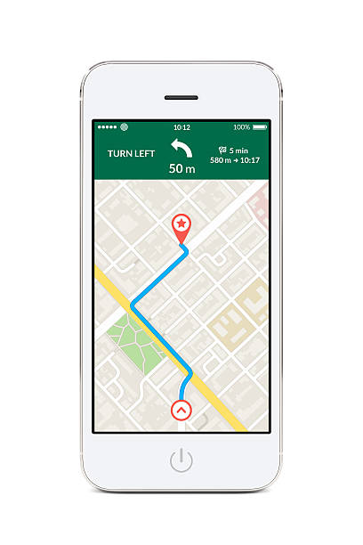 istock Front view of smart phone with map gps navigation app 519487461