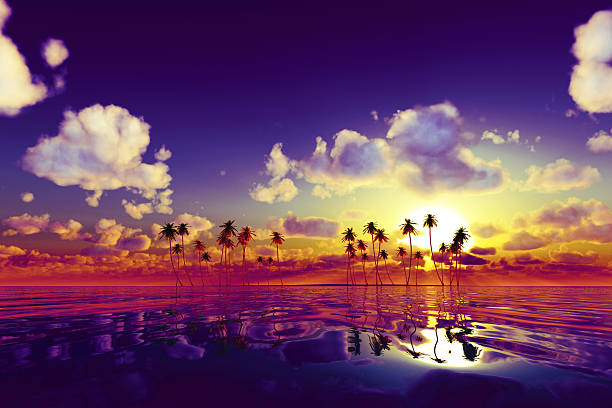 istock purple sunset over tropic sea 519489773
