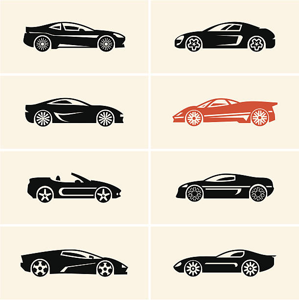 ilustrações de stock, clip art, desenhos animados e ícones de ícones de carro desportivo - muscle car illustrations