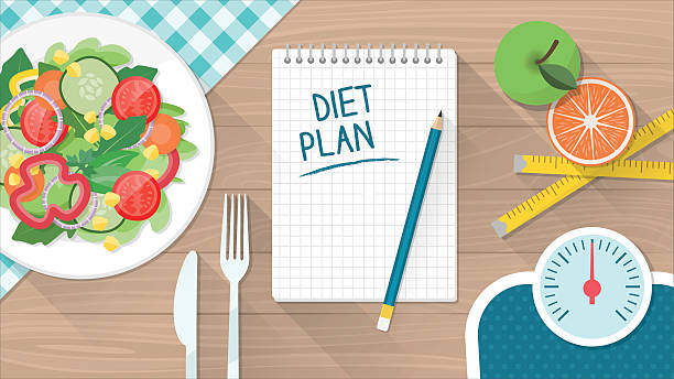 ilustrações de stock, clip art, desenhos animados e ícones de alimentos e dieta - vegetables table