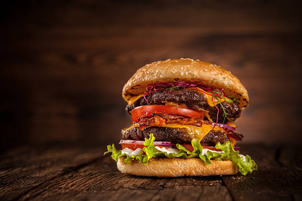 istock Fresh home-made hamburger served on wood 519490726