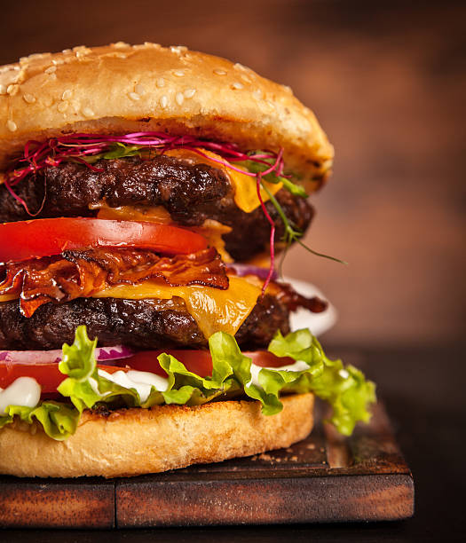 istock Fresh home-made hamburger served on wood 519490774
