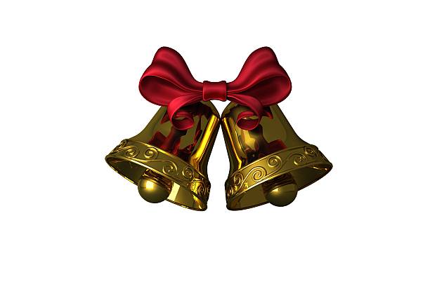 istock Golden bells with red ribbon 519491151